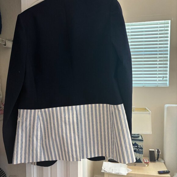 Tanya Taylor NWOT Navy Blazer with colorblocking white with blue stripes - Picture 5 of 6